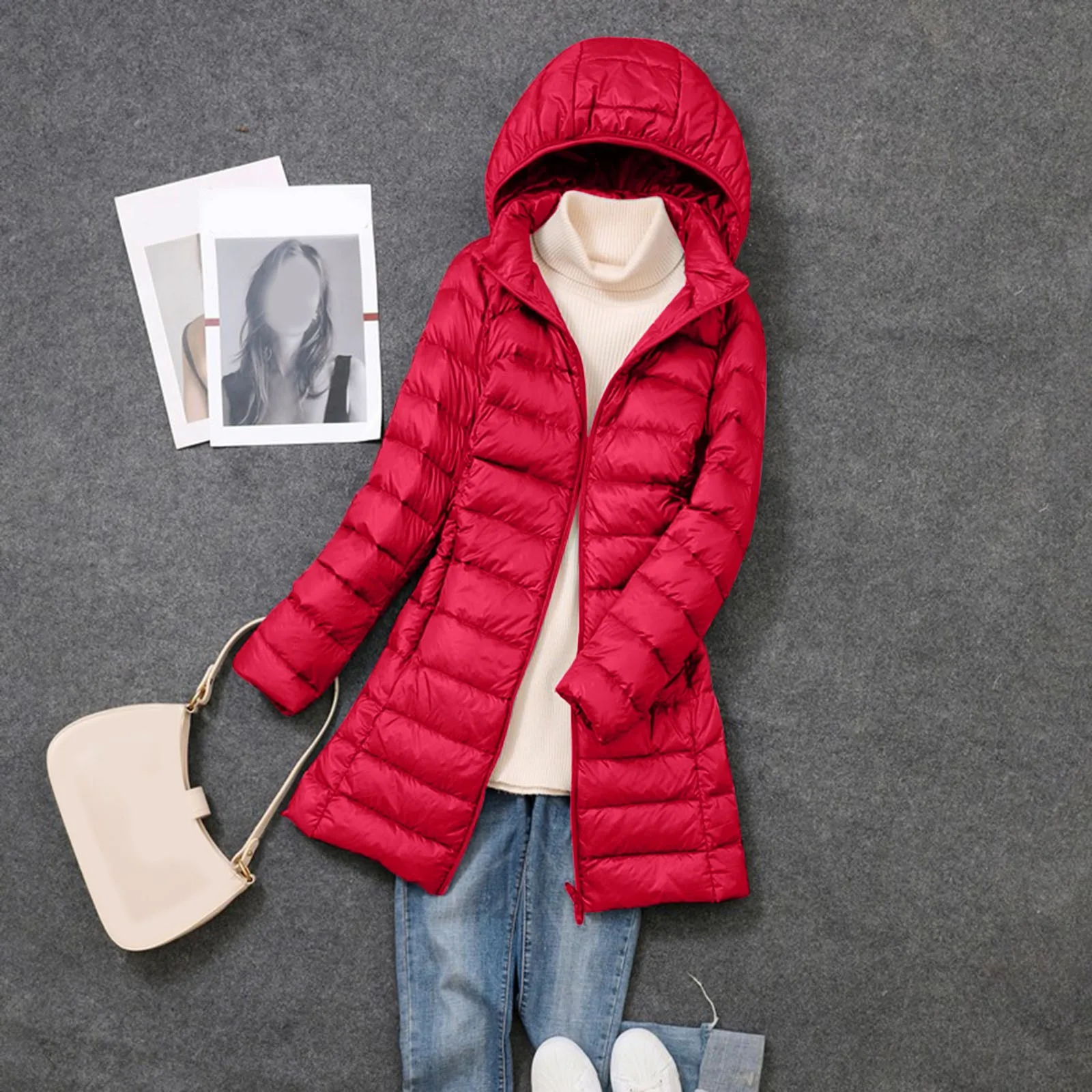 Oversized Womens Down Jackets 2024 New Arrivals Autumn/Winter Female Long Slim Fit Hat Detachable Skirt Coat Portable Outwear