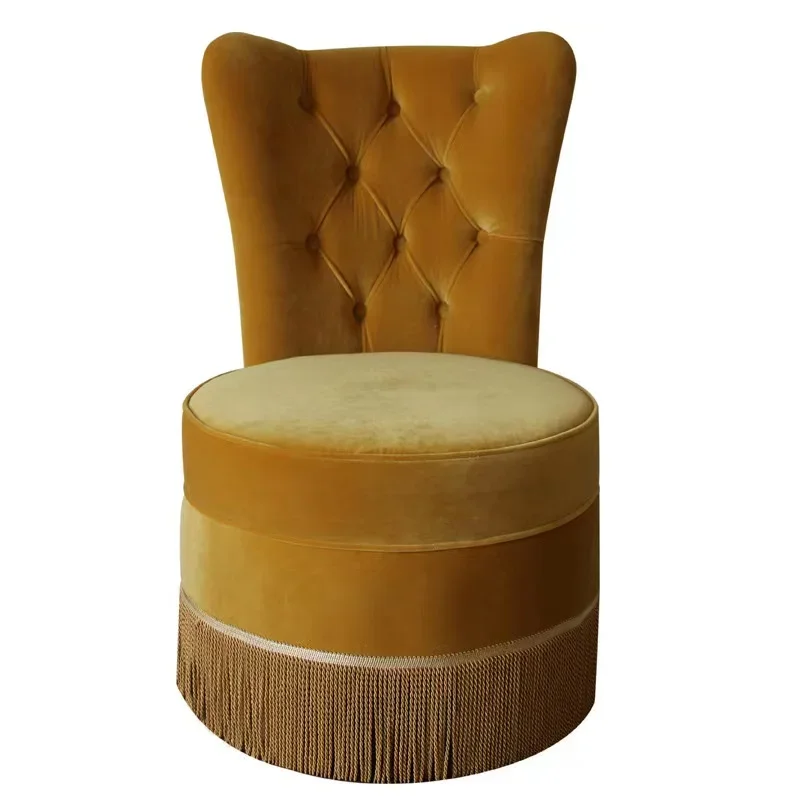 French Ginger Tassel Cloakroom Makeup Stool Retro Style Living Room Bedroom and Household Furniture