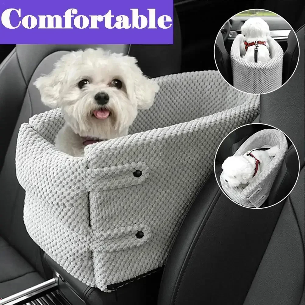 Consola de Control de asiento de seguridad para mascotas pequeñas, nido portátil para mascotas, asiento de coche para perros, caja de reposabrazos para perros pequeños y gatos, viaje