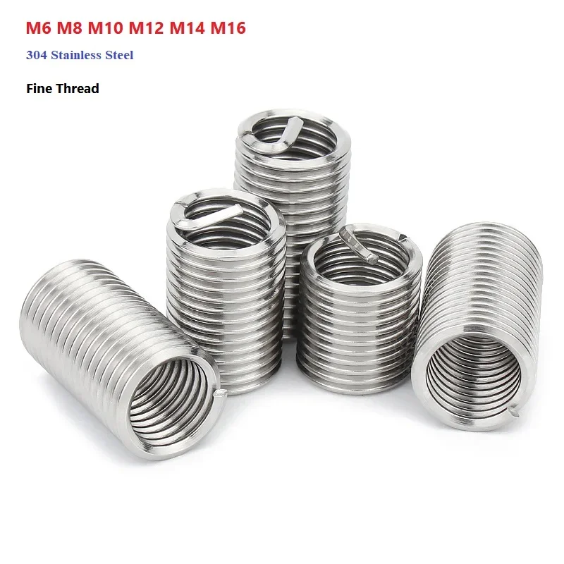 Fine Thread Helicoil Thread Repair Insert 304 Stainless Steel Wire Thread Inserts Bushing Sleeve Repair Kit M6 M8 M10 M12 M14M16