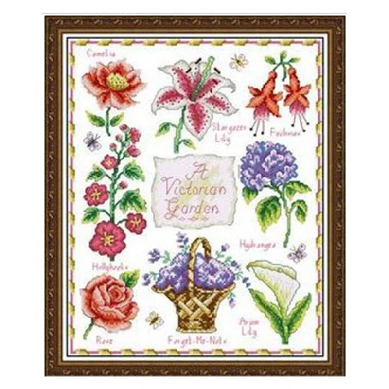 Cross Stitch Kit Magazine Style Victoria Gardens 18CT 14CT 11CT Custom Precision Calico Material Bag hand Embroidered