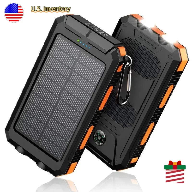 يجب أن يكون لدى التخييم والمشي لمسافات طويلة بنك طاقة يعمل بالطاقة الشمسية 4 في 1 بقدرة 10000 مللي أمبير في الساعة مع بوصلة خفيفة وقوة طوال اليوم #1