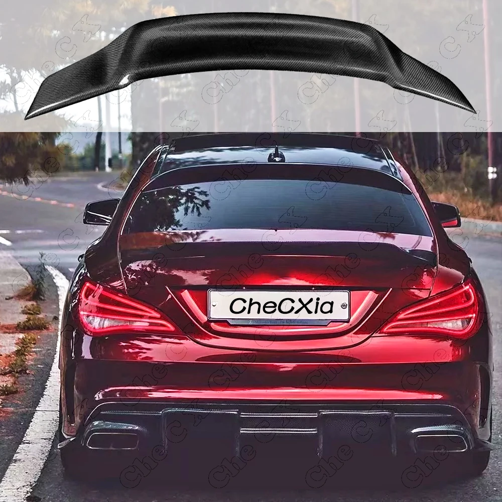 For Mercedes Benz Spoiler Cla45 W117 C117 Fiberglass Rear Trunk  Spoiler Cla 200 250 260 Renntech 2013-2015 Bright Black Spoiler