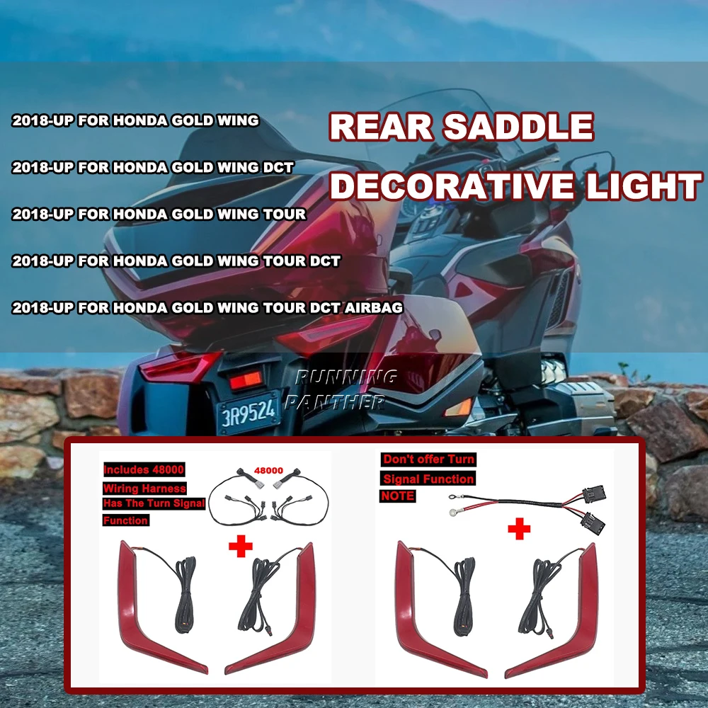 

Motorcycle LED Rear Saddlebag Accent Light Warning Stop Lamp Red Lenses Kit FOR Honda Goldwing GL 1800 GL1800 F6B 2020- 2025 24
