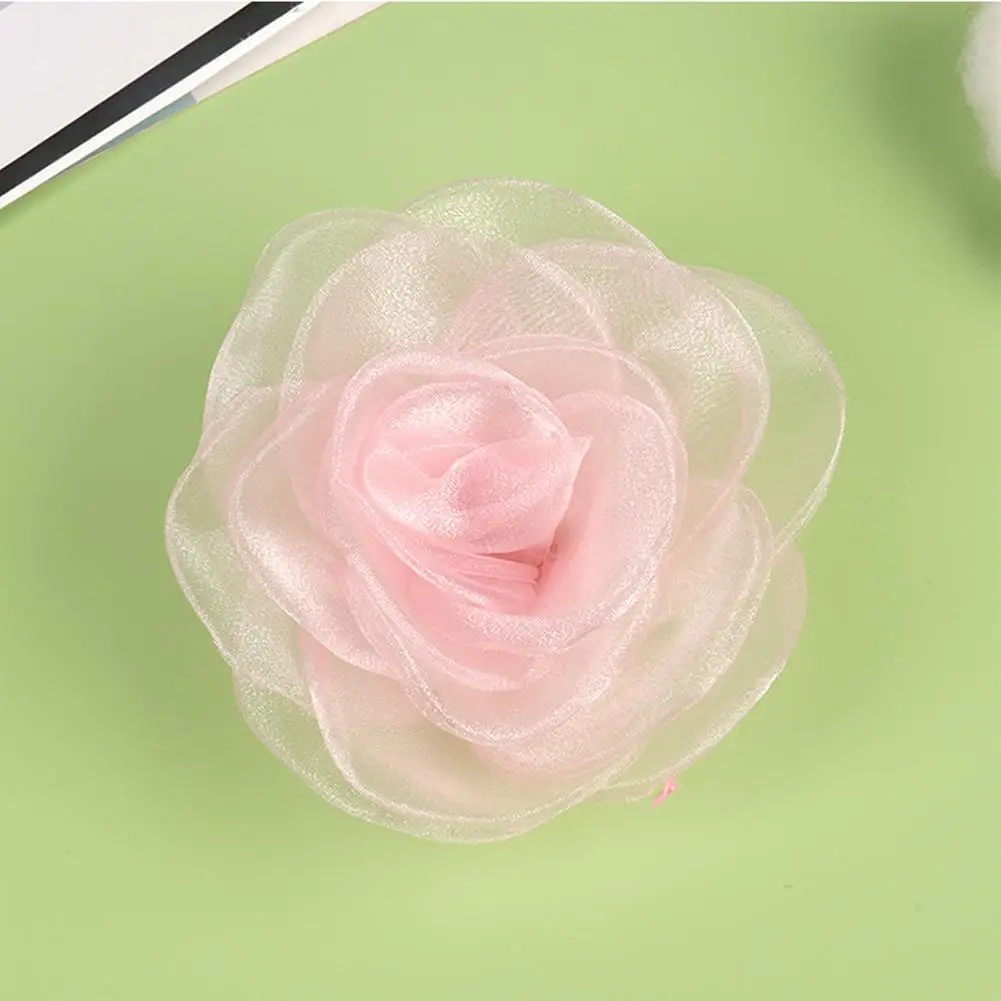 3D Organza Flower Corsage Artificial Rose Flower Brooch Clothing Dress Neck Handmade Decoration Accessories Wholesale