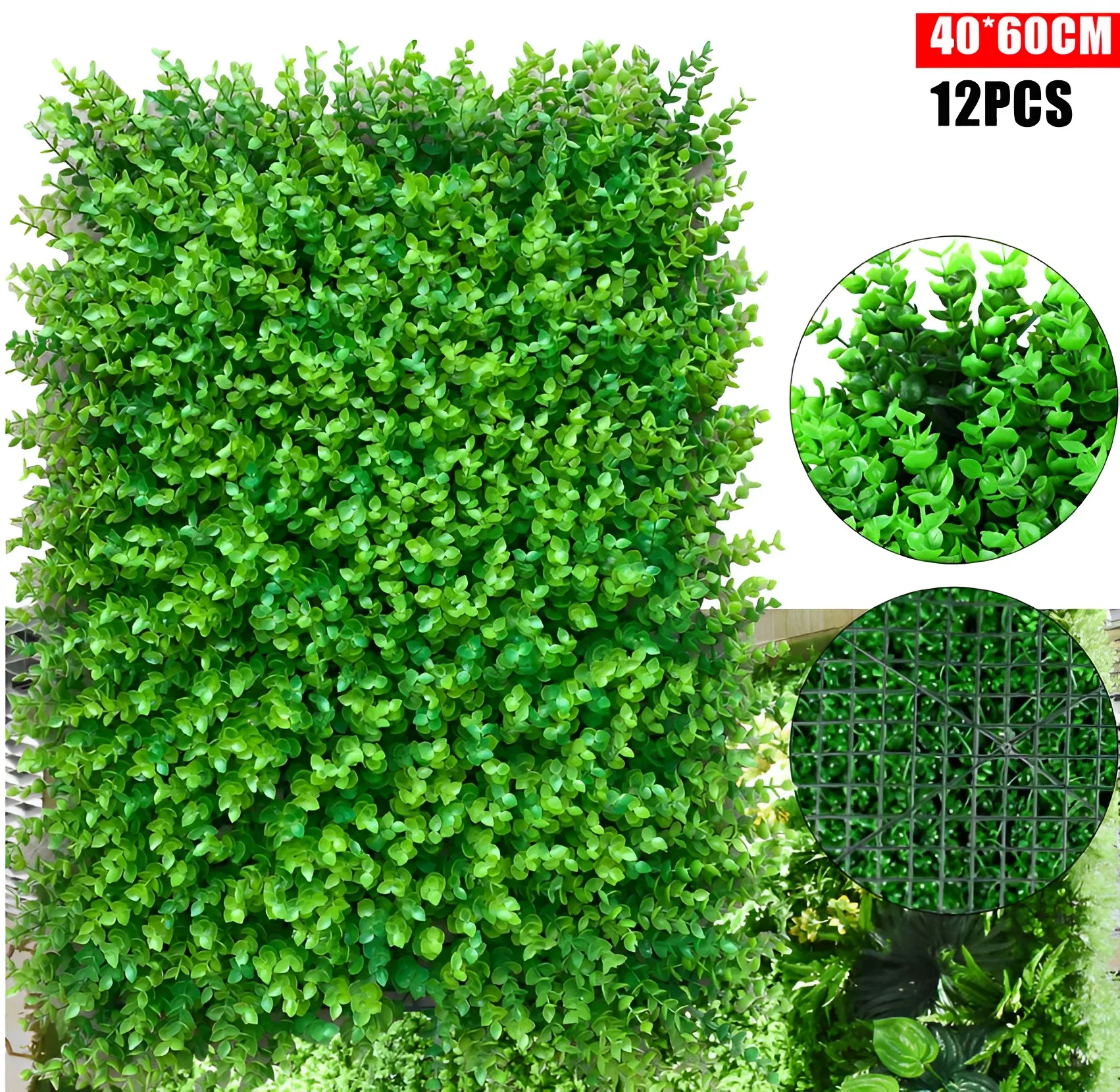 

12Pcs Artificial Boxwood Panels Topiary Hedge Plant Faux Fake Grass Floral Hedge Wall Greenery Mat 24x16"