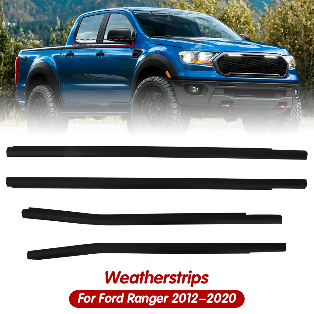 

4PCS Car Side Window Weatherstrips Doors Glass Windows Weather Strip Moulding Trim Sealing Strips for Ford Ranger 2012-2020 2019