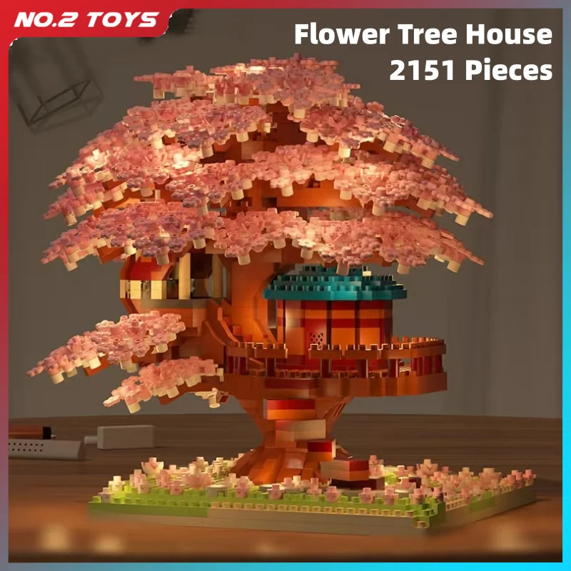Bricolage fleur arbre maison Train assemblage jouet Micro blocs de construction arbre modèle briques ensemble Puzzle jouets pour filles cadeaux de noël