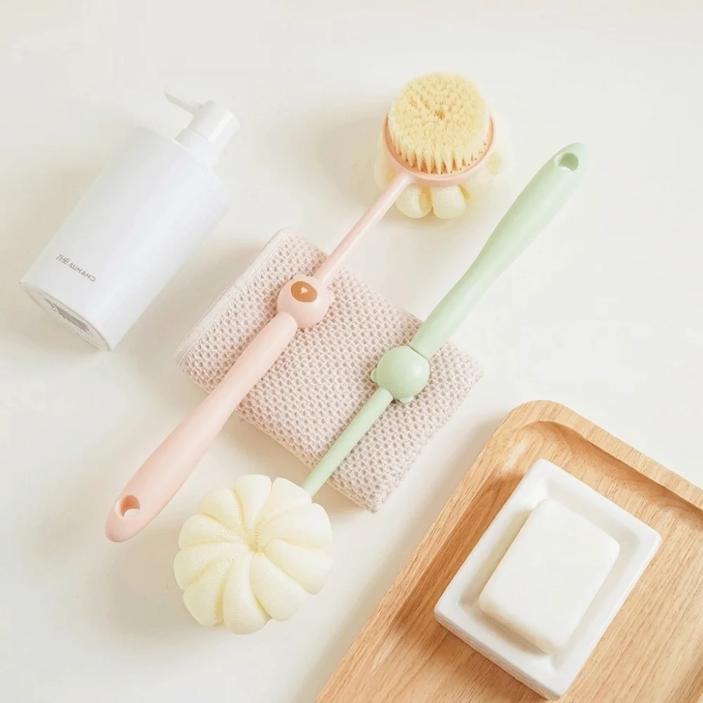 Two Sided Bath Brush Soft Bristles Long Handle Back Scrubber Multi functional Exfoliating Skin Cleaning Tools Home