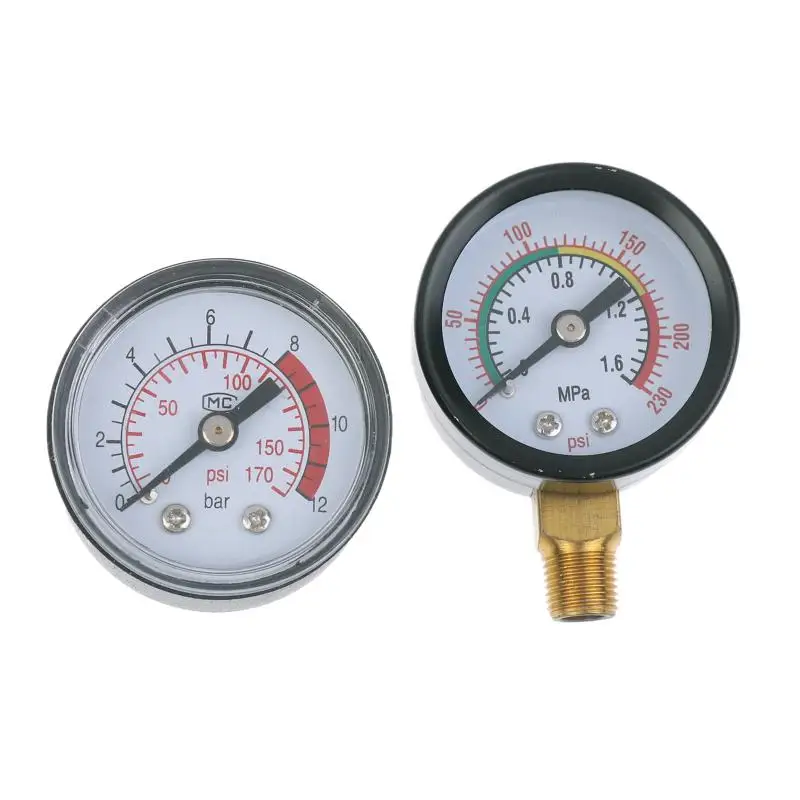 Pressure Gauge Air Compressor Pneumatic Hydraulic Fluid 0-12Bar / 0-170PSI Easy To Read Dial Measuring Instrument view 2