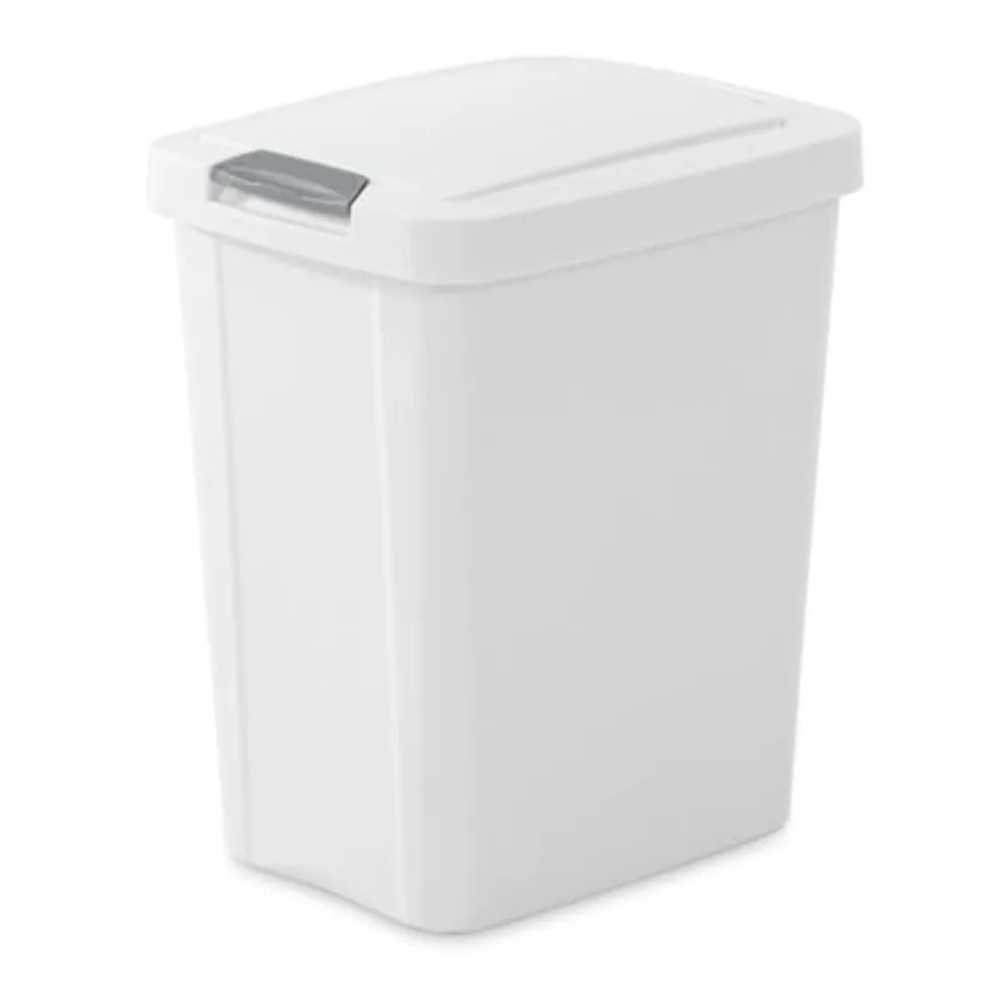 

7.5 Gallon TouchTop Wastebasket Trash Can with Pop Up Lid for Kitchen, Bathroom, Mudroom or Office, 4 Pack, White