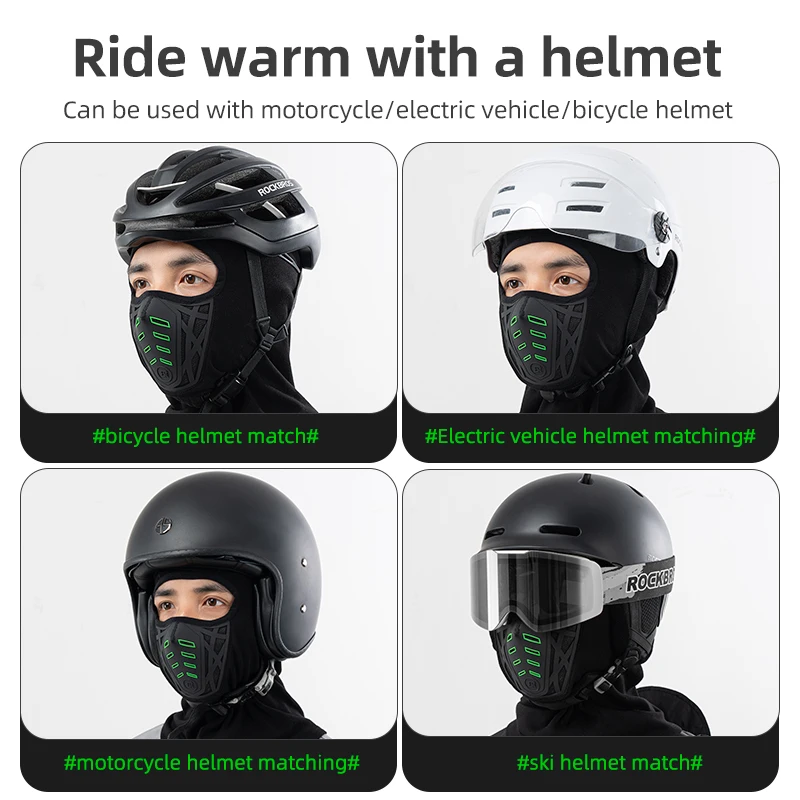 ROCKBROS Winter Mask Full Face Windproof Keep Warm Cycling Mask Breathable Balaclava Bicycle Motorcycle Ski Scarf Outdoor Sports