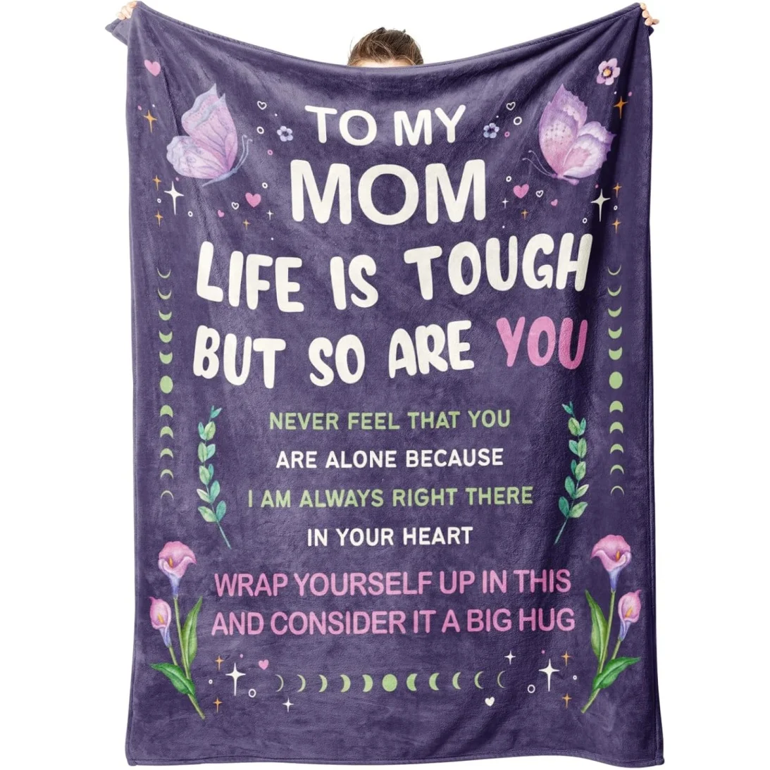 Muttertags-Geschenkdecke für Mama, lila Schmetterling, inspirierende Überwurfdecke, Geschenk von Tochter, Sohn, Alles Gute zum Muttertag