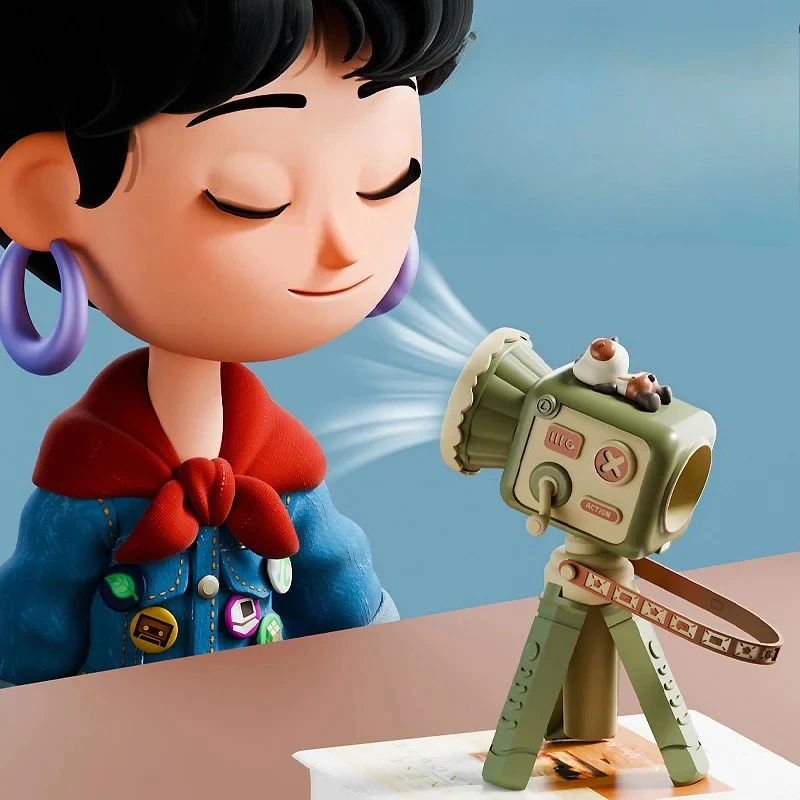 

Turbo Mini Fan with Camera Style Strong Wind Desktop Cooler Silent Personal USB Fan for Dorm Office Travel Summer Use