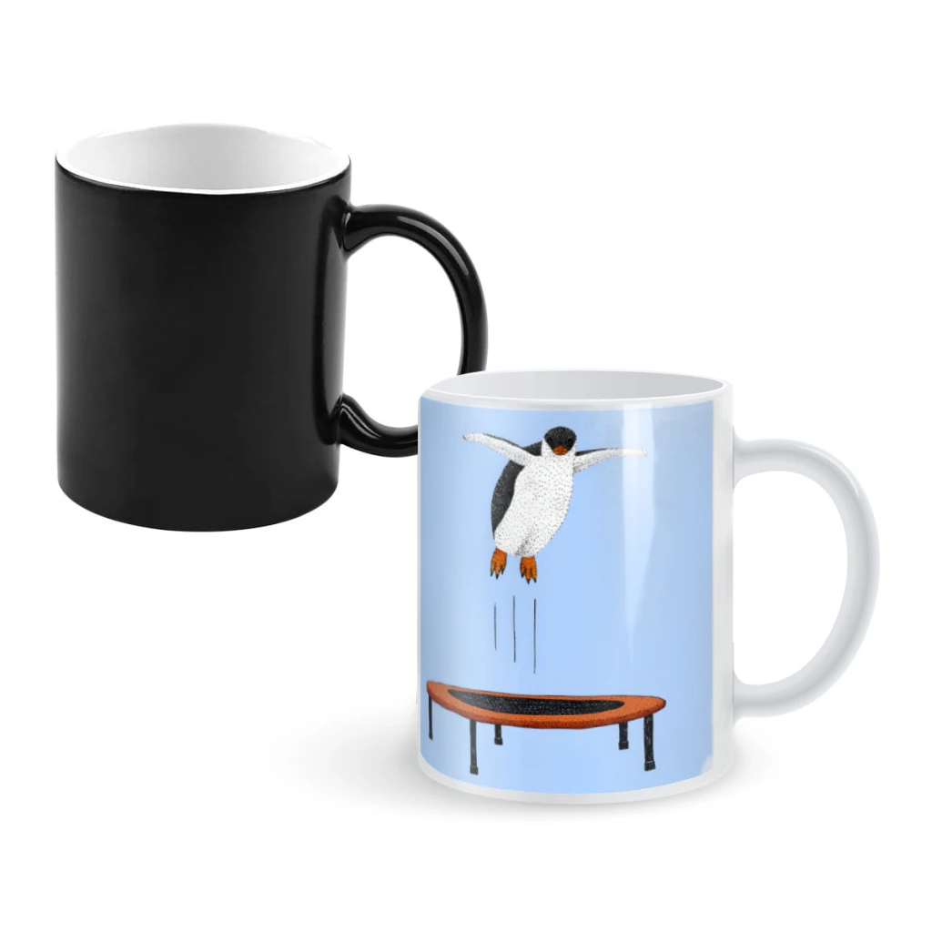 

Penguin On A TrampolineCoffee Mugs And Mug Creative Color Change Tea Cup Ceramic Milk Cups Novelty Gifts