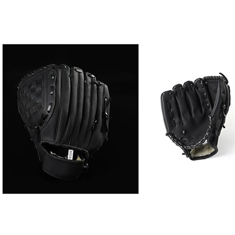 2X Outdoor Sports Baseball Glove Softball Practice Equipment Right Hand For Adult Man Woman Train,Black 10.5 Inch