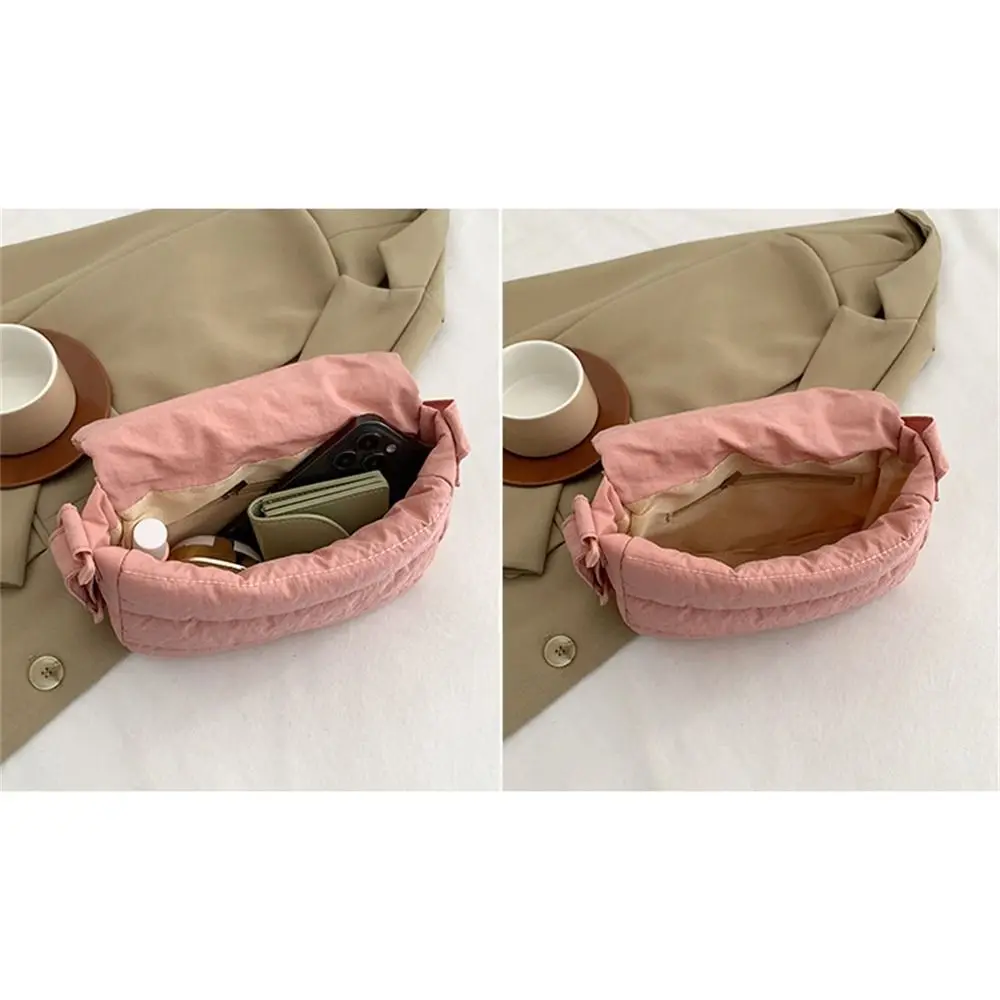 

Casual Solid Color Shoulder Bags Large Capacity Lightweight Messenger Bags Down Cotton Padded Shopping Bag Women Girls