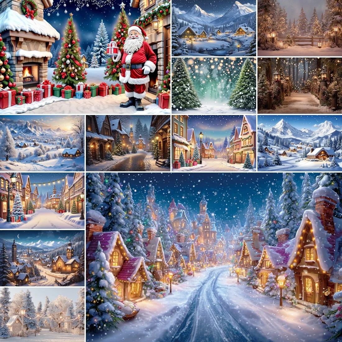 

MOON.QG Christmas Festive Photographic Background Nowy Forest Path Lights Backdrop Accessories Studio Photo Wallpaper Shooting