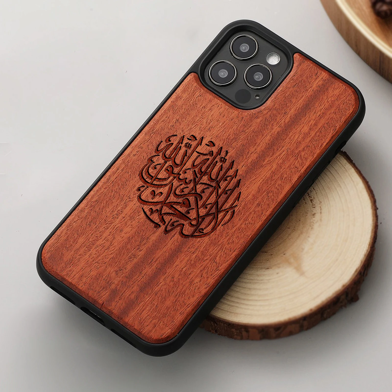 Allah Islamic Al Quran  RamadanFor iPhone 15 Pro Max Cover wood shockproof Anti-fall Soft Phone Case  Customized logo