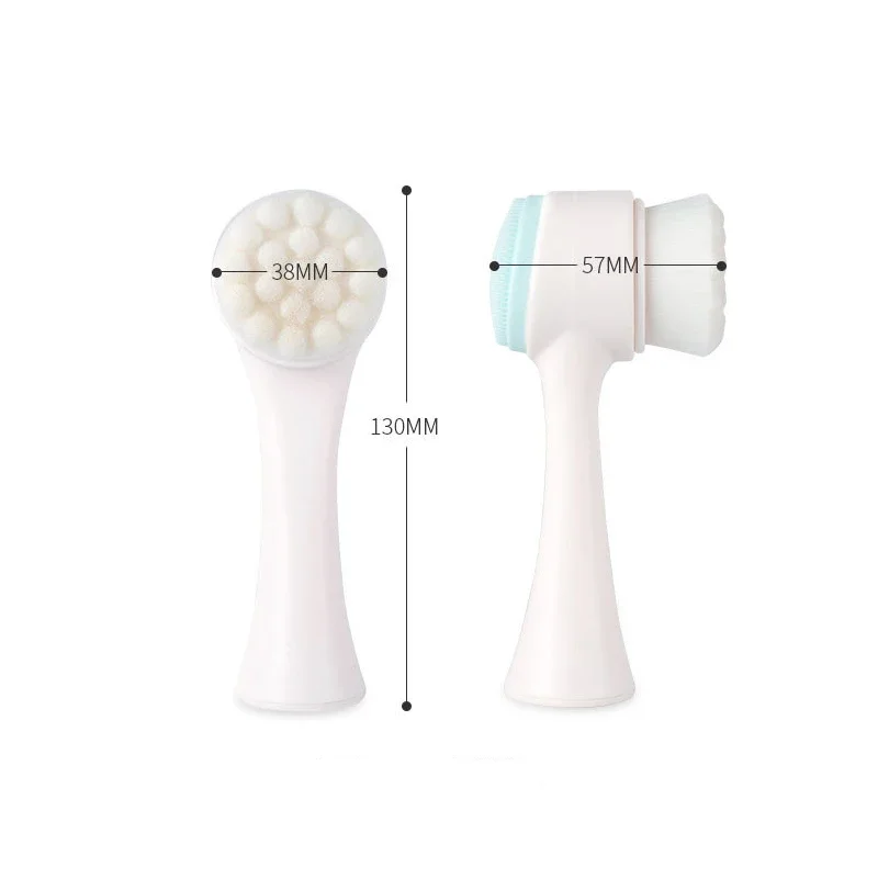 New Double-sided Silicone Skin Care Tool Facial Cleanser Brush Face Cleaning Vibration Facial Massage Washing Product Wholesale