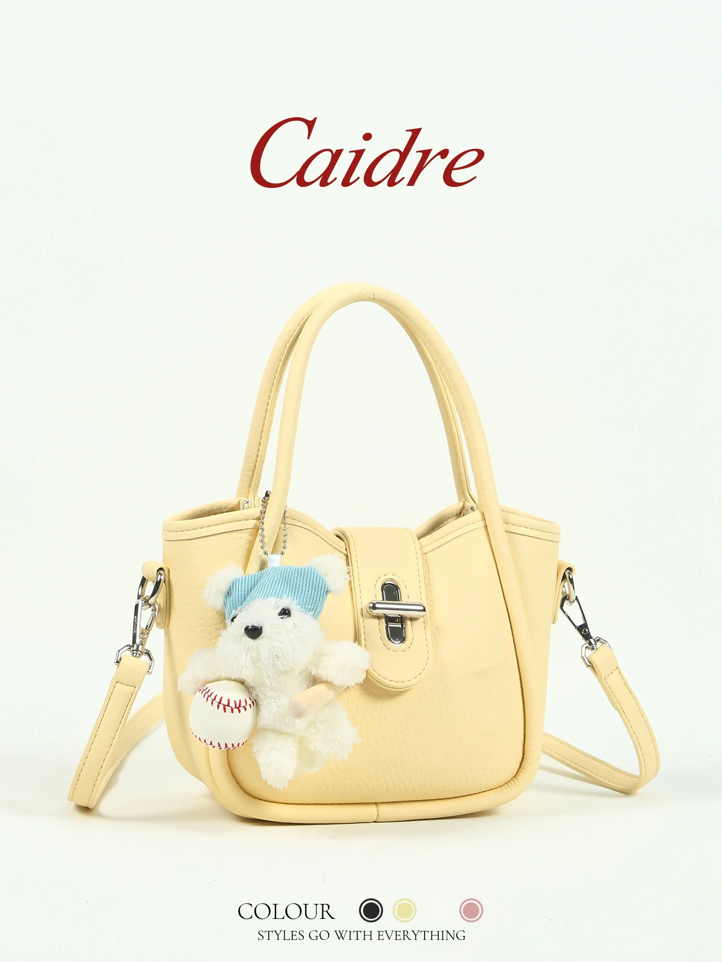 

Caidre Bucket Bag Women's Handbag Shoulder Crossbody Bag Going out to Work Small Leather Goods Yellow Milk Color 2026 New