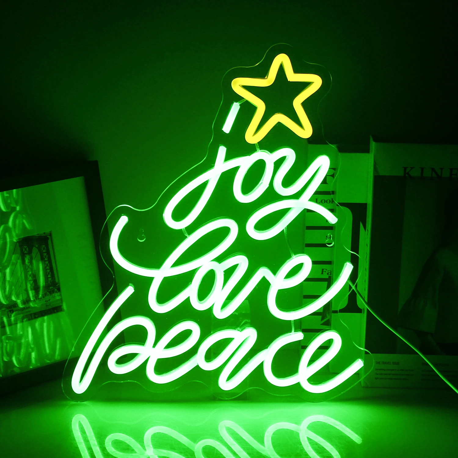 

Christmas Tree Neon Signs Christmas Party Led Neon Lights Joy Love Peace For Wall Decor Kids Room Bar Transparent Acrylic Light