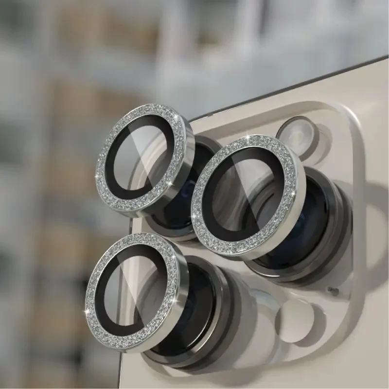 2-3Pcs ฟิล์มป้องกันเลนส์กล้องเพชรสำหรับไอโฟน 17 16 15 14 โปรแม็กซ์โลหะเลนส์แหวนป้องกันฟิล์มสำหรับไอโฟน 14 15 พลัส