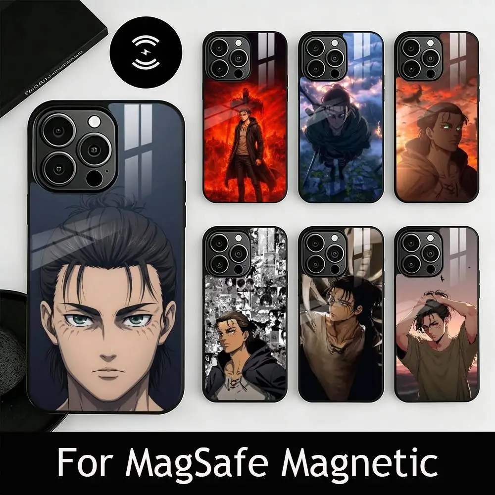 

AOT E-Eren Y-Yeager Phone Case For iPhone17,16,15,14,13,12,11 Plus,Pro Magnetic with Magsafe Wireless Charging