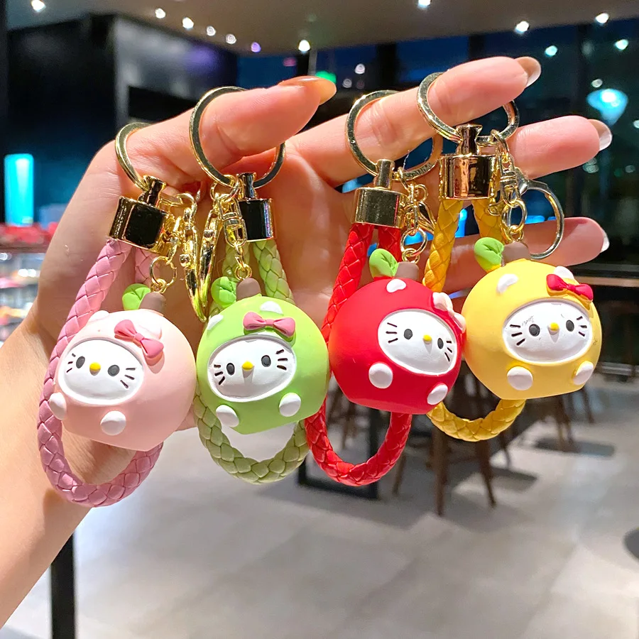 Sanrio Hello Kitty Keychain for Children Schoolbag Backpack Bags Accessories Hello Kitty Things Y2K Keychain Keyrings Girls 2025