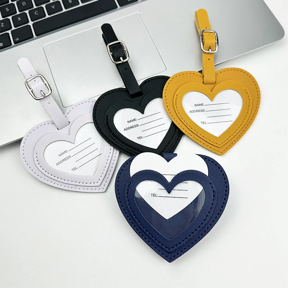 Reise-Herz DIY Namens-Gepäckanhänger Individuelle Buchstaben PU-Leder Großhandel Luxus-Kofferanhänger Hochzeits-Jahrestags-Geschenk Taschenanhänger – Detail 6