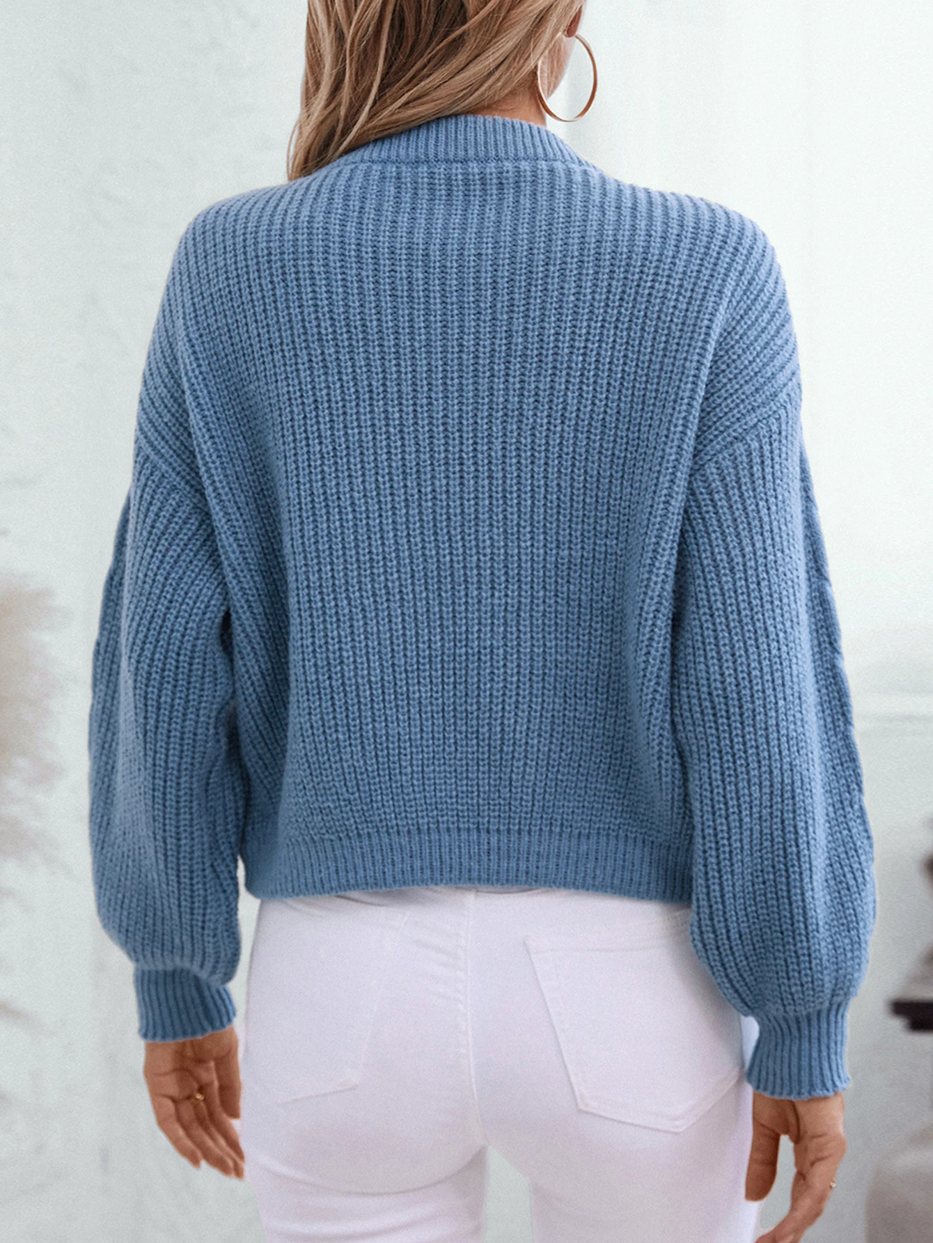 Cárdigans de mujer Otoño Invierno Daily Casual Plain 2025 Cárdigans casuales con cordones y cuello redondo de manga larga