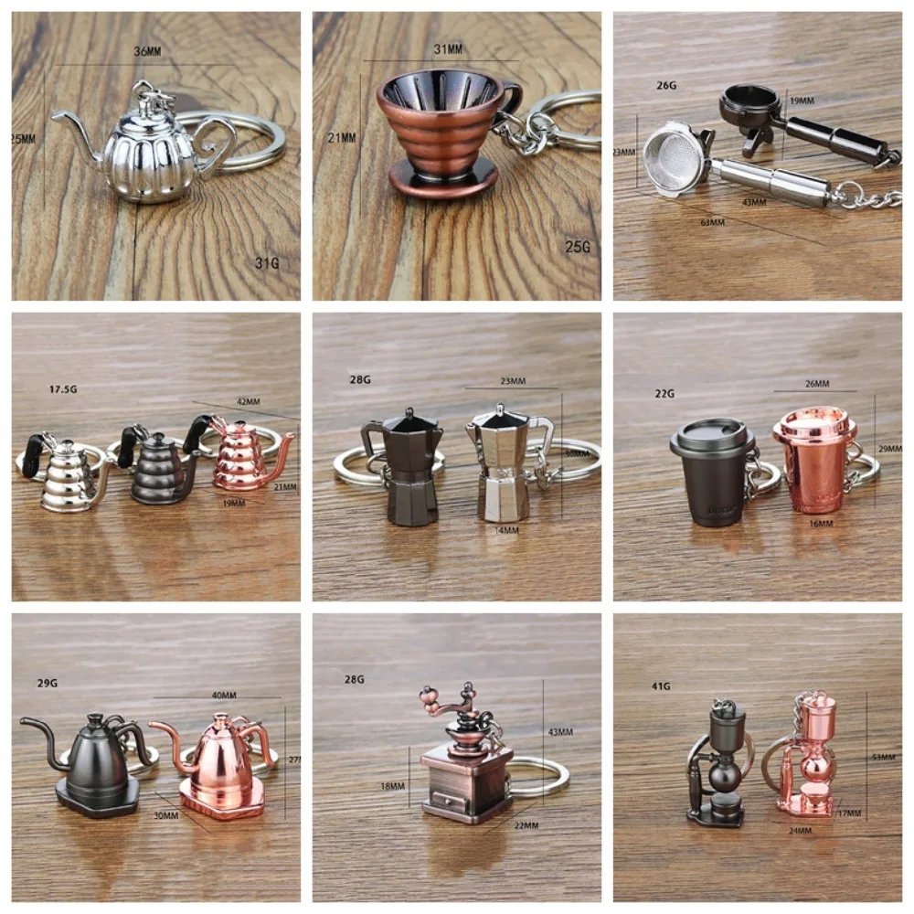 Metal 3D Creative Coffee Keychain Pitcher Mini Moka Pitcher Keyring Cute Creative Coffee Handle Keyring Auto Accessories