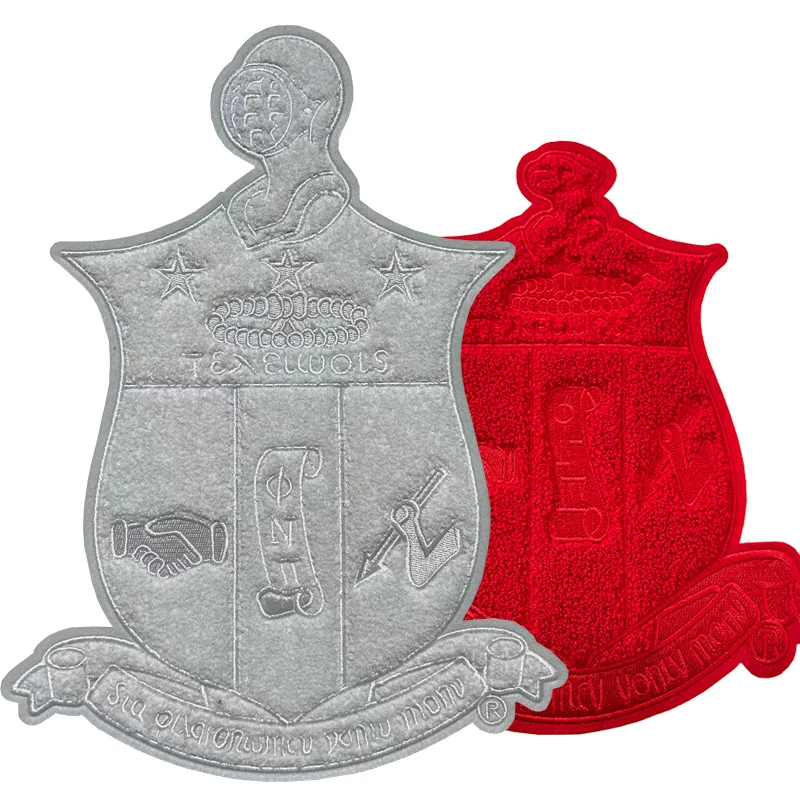 Chenille All Red and White Kappa Shield, Faternity Kappa Alpha Psi, Hot Heat Press, Iron Patch for Hoodies