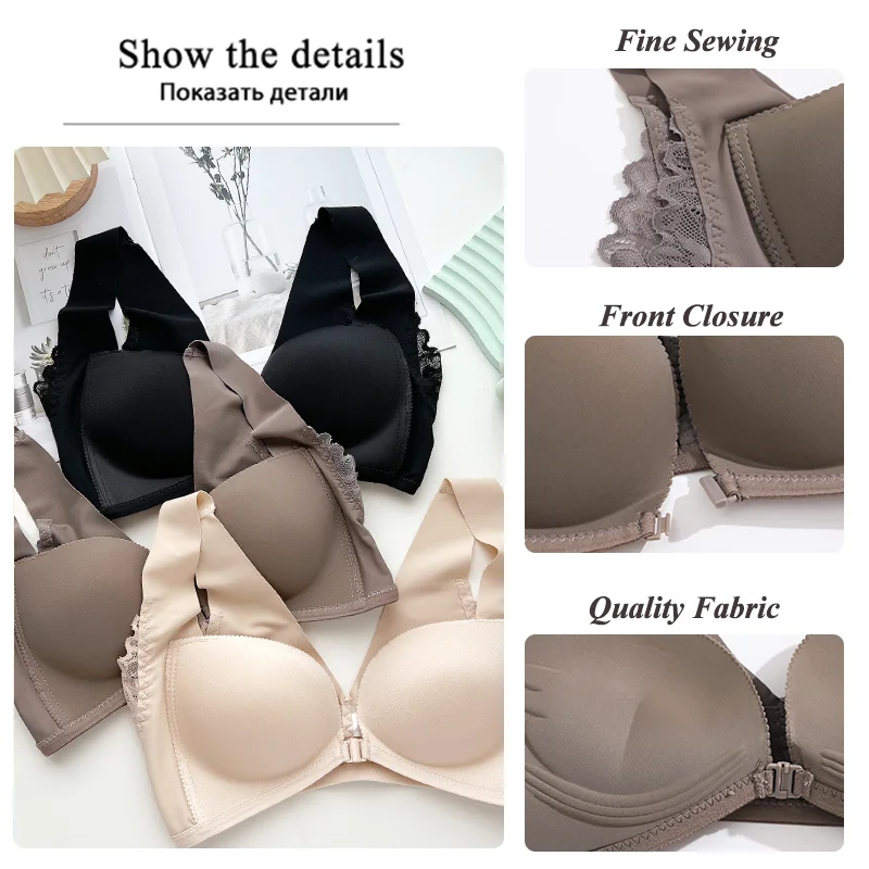 Seamless Bra Front Closure Push Up Bras Brassiere Wireless Bralette Push Up Bras for Women Underwear Large Size Plus Size Linger