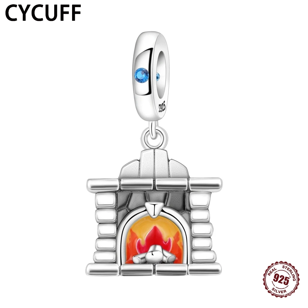 

CYCUFF 2025 New 925 Sterling Silver Family Fireplace Pendants Charms Beads Fit Bracelets DIY Party Decoration Fine Gifts Jewelry