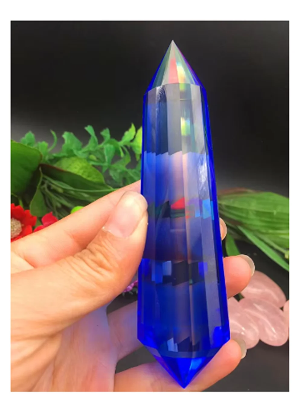 18-sided quartz crystal, Blue Obelisk, reiki healing chakra, natural stone and mineral mineral, Christmas gift
