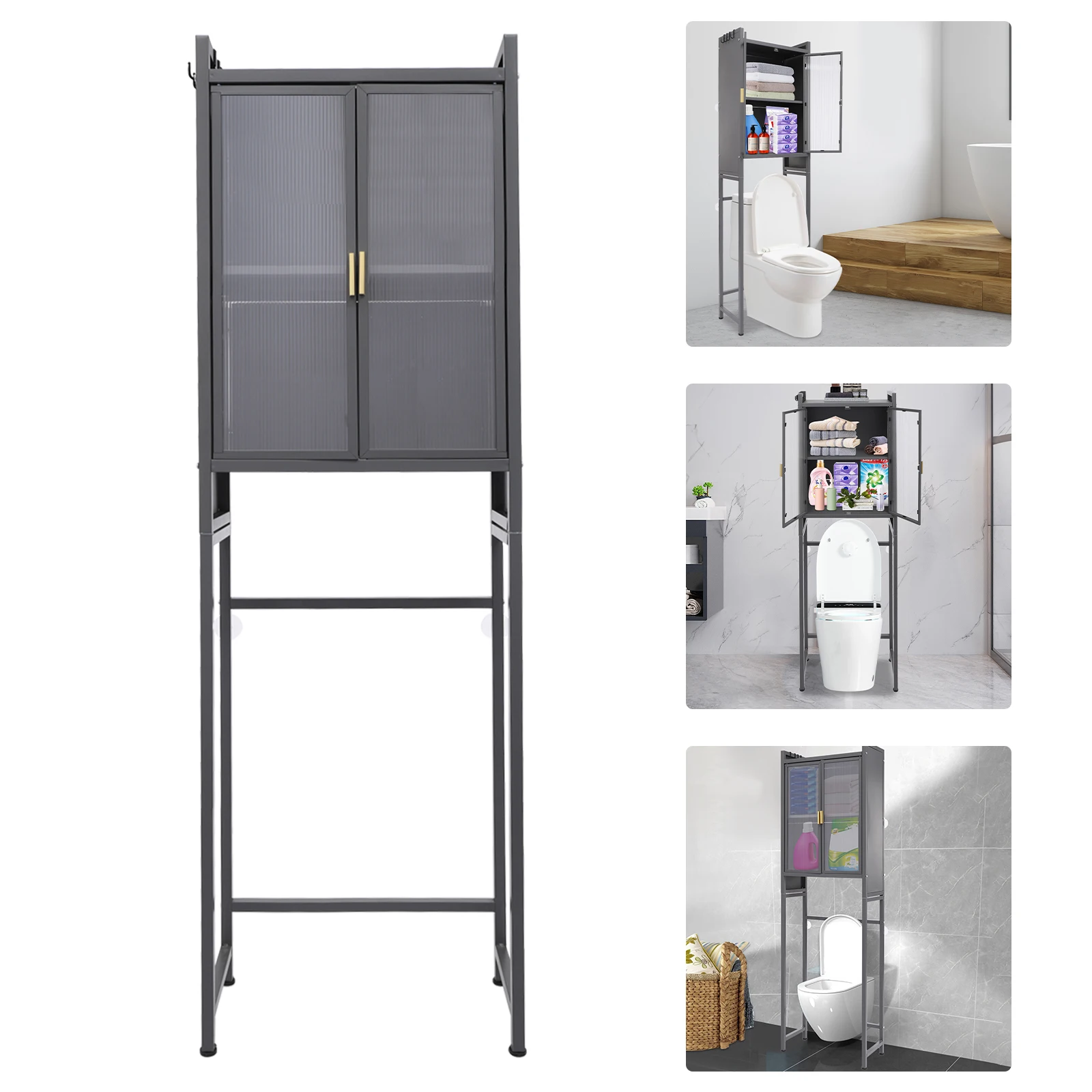 3rd Floor Bathroom Rack, Bathroom Storage Cabinet, Bathroom Storage Cabinet Above the Bathroom-Gray