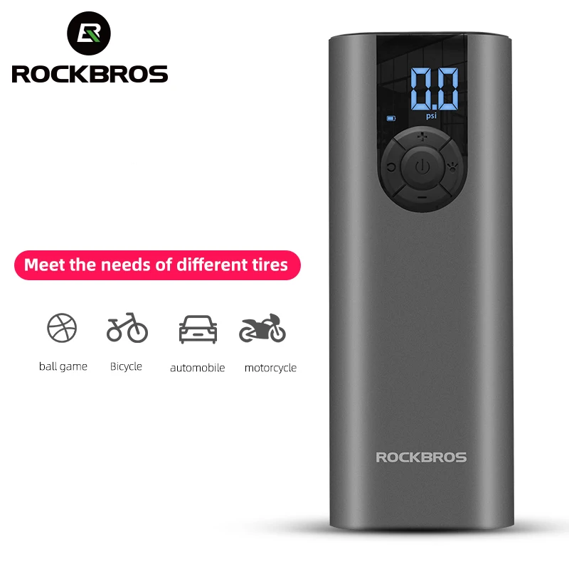 ROCKBROS Bike Pump Cycling Electric Air Pump High Pressure Fast Wireless Inflation Motorcycle Pump Portable Bicycle Accessories