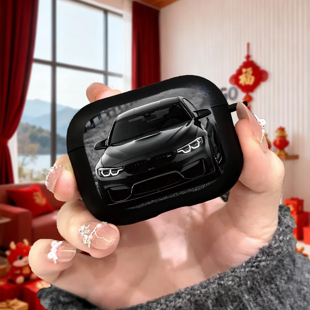 Cool Matte Black Racing Car Earphone Case For AirPods 4/3/2/1 Protective Cover For AirPods Pro3/Pro2/Pro Cases Shell With Hook
