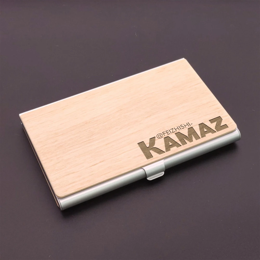 1PC Colorful FEIZHISHI example Customized Name Business Card holder Wooden Crafts  Wooden Handicraft  For Friend Gifts