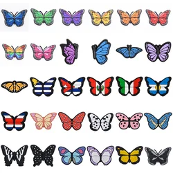 1pcs Beauty Bling Colorful Butterflies Shoe Decoration Charms National Flag Shoe Charms Cute Wave Point Clog Charm Party Favor