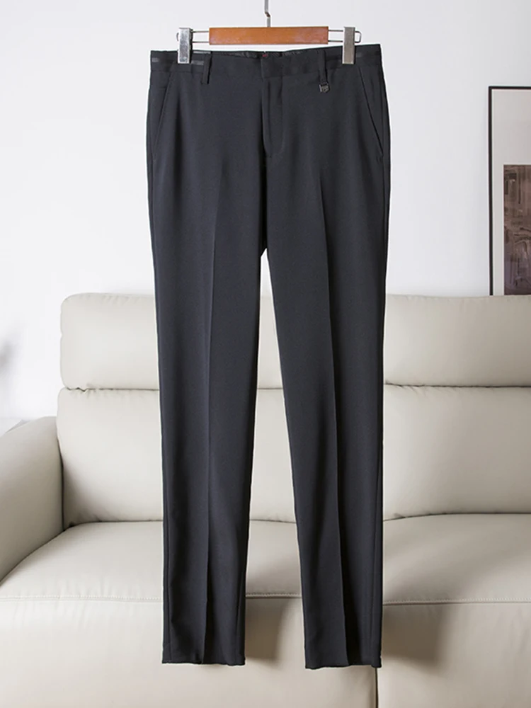 

Удобные мужские брюки приталенного кроя для бизнеса и повседневной носки, свободные рабочие брюки, однотонные летние длинные брюки прямого кроя, деловой костюм