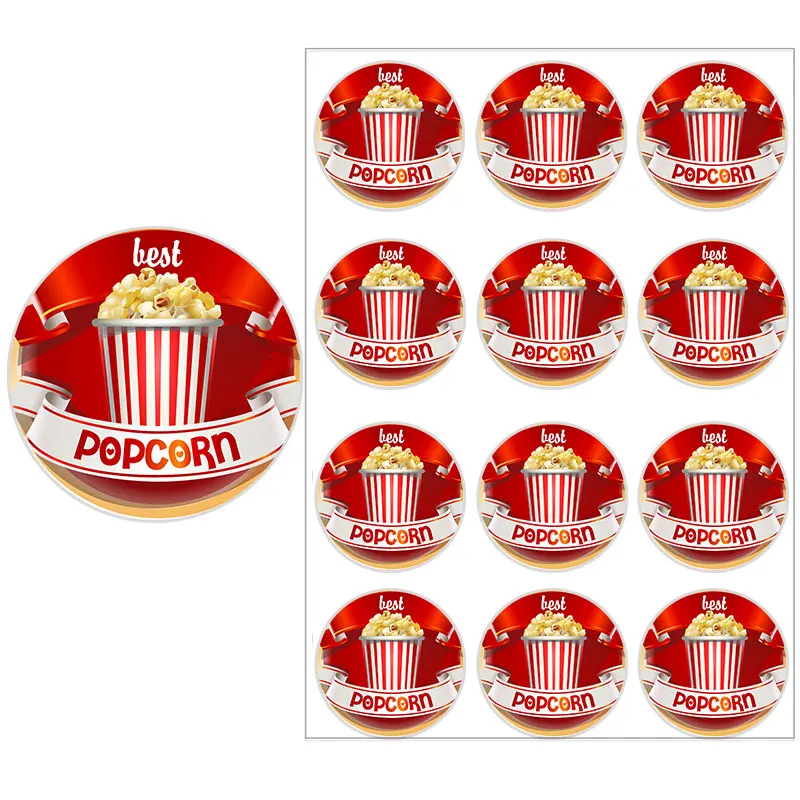 24-70pcs Funny Burger elf-adhestive stickers French Fries Coffee Hot Dog Popcorn Sticker Donut Pickle Novelty Food Sticker