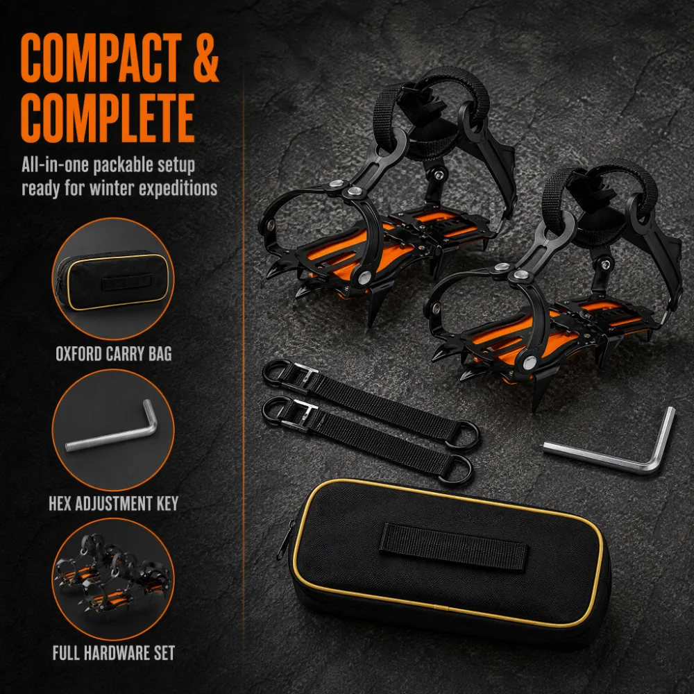 6pcs New ABS Plastic Ice Crampon 10-Tooth Adjustable Length Snow Crampon Manganese Steel Nylon Webbing Traction Cleat Hiking