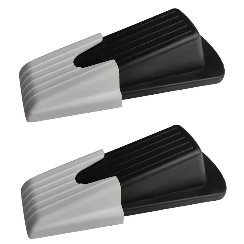 2 Pack Safety Door Stopper for Carpet Rubber Door Stop Wedge Works Quite Hold Heavy Doors Firmly by Non-Skid Rubber Base Grip