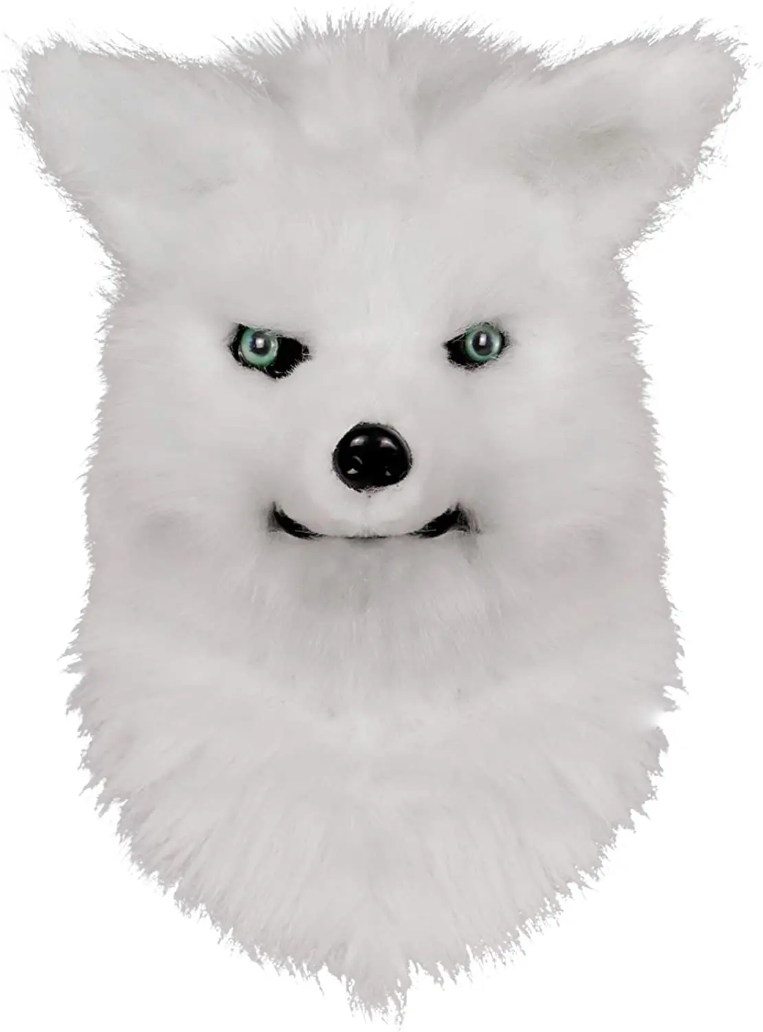 Movable Mouth Fox Mask, Costume Cosplay Mover Wolf Masks, Plush Faux Fur Suit for Halloween Party - White Fox