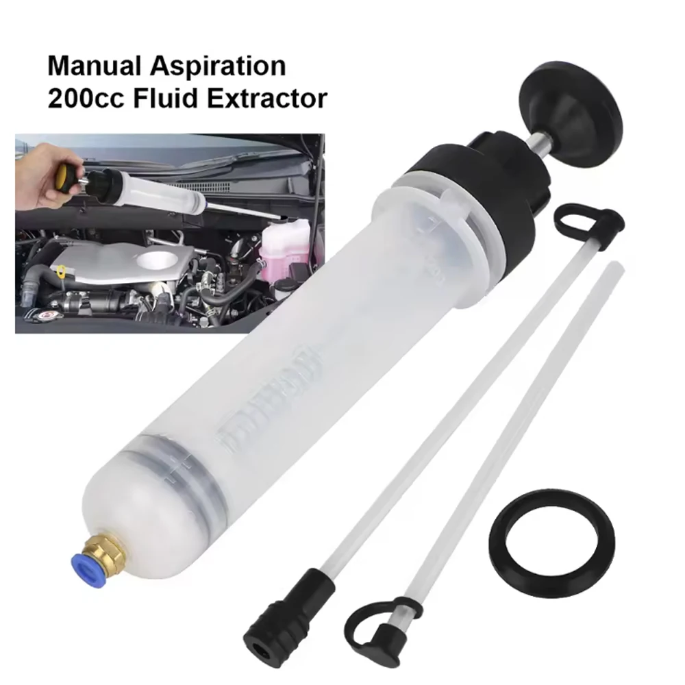 

Automotive fluid extraction pump 200cc oil/fuel/hydraulic fluid suction and filling syringe with hose manual oil change