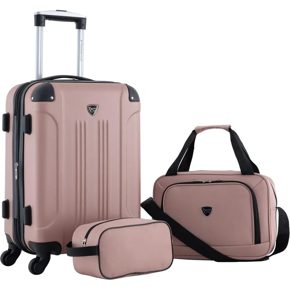 

Rose Gold 3-Piece Expandable Hardside Spinner Luggage Set by Travelers Club Chicago