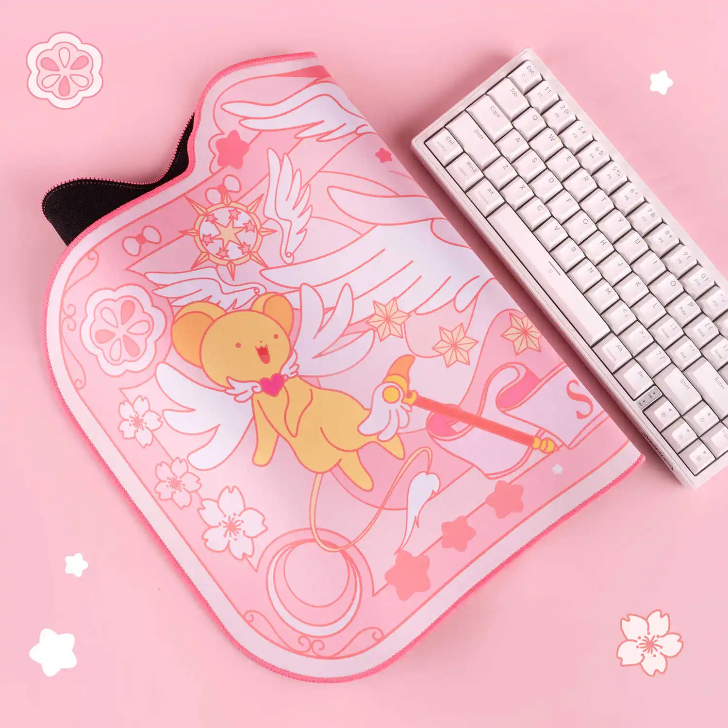 Tappetino per mouse in gomma rosa cartone animato Kawaii Cute Girl Tappetino da tavolo antiscivolo impermeabile Tovaglietta per tastiera per computer per ufficio