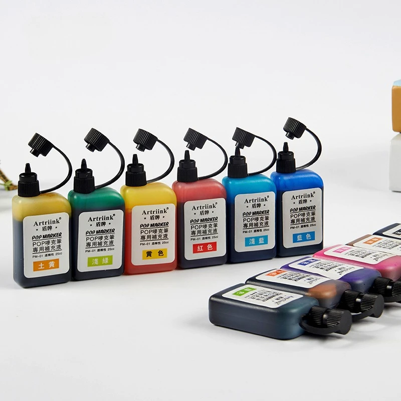 

25cc 24 Color Marker Pen Ink Replenishment Liquid Waterproof Quick-drying Not Easy To Fade for POP Poster Advertising Design